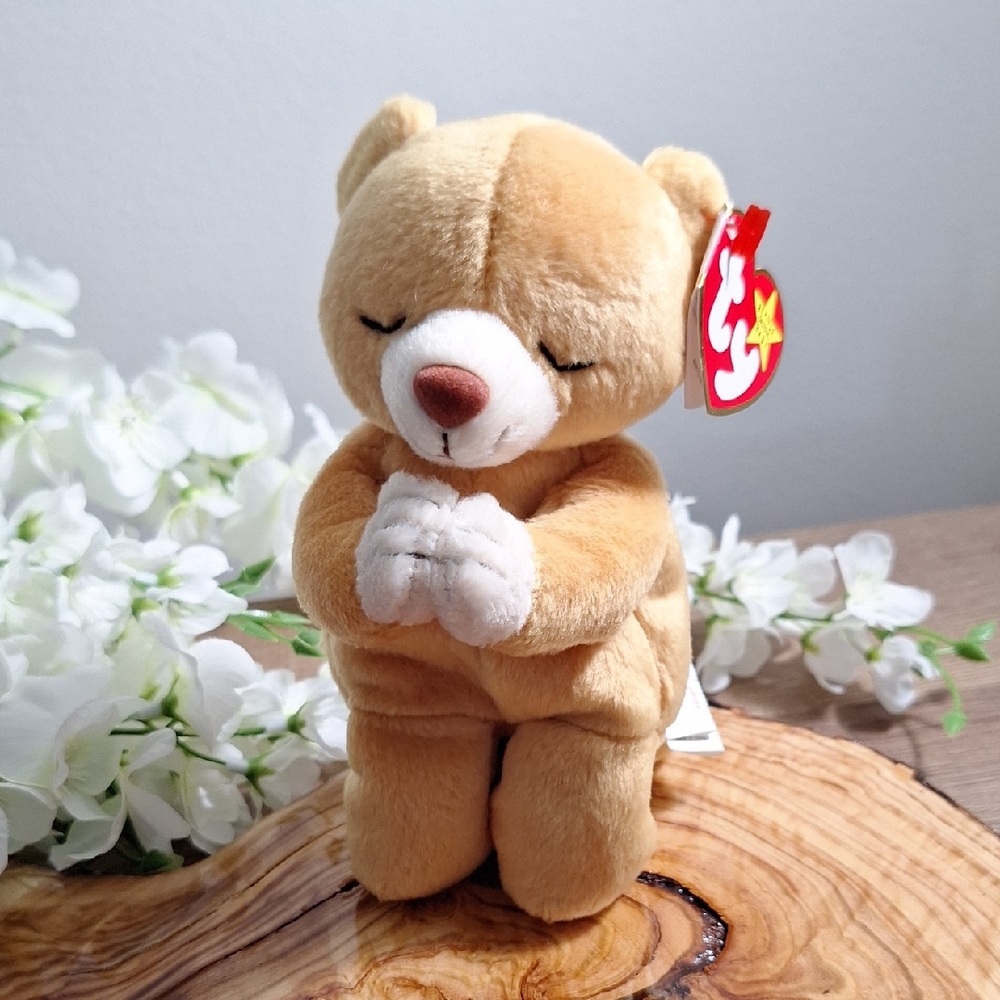 🛍2/$15🛍#AFJ TY Plush "HOPE" Praying Bear - Tan DOB March 23, 1998